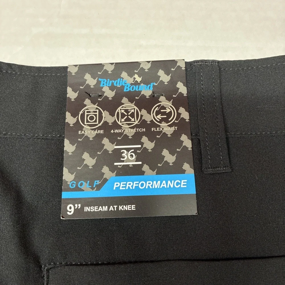 Birdie Bound Cargo Shorts Men's 36x9 Ultimate Black Stretch Easy Care Flex Waist